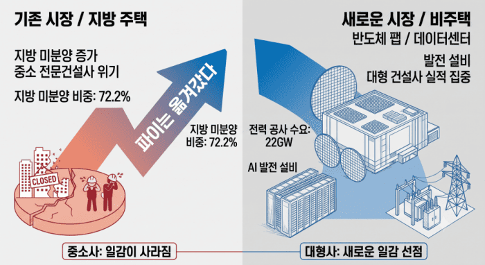 중소 전문건설사는 위기에 처하고 있고, 대형건설사는 새로운 일감으로 몰려간다